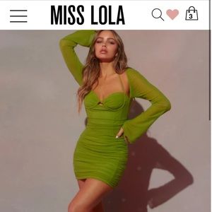 Miss Lola green bodycon long sleeve dress